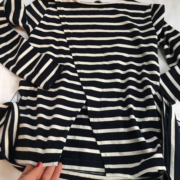 J. Crew Wrap Crewneck Top Navy White XXS - Picture 9 of 10